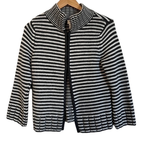 Talbots Sweaters - Talbots Lamb's Merino Wool Angora Clasp Striped Cardigan Sweater Size Medium P